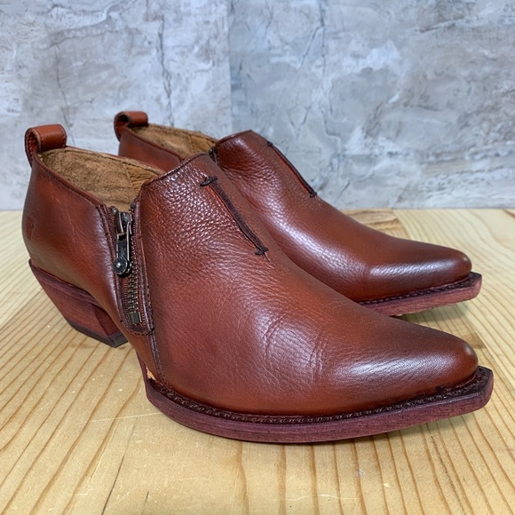 Frye Sacha Moto Shootie Red Clay Boots - Picture 7 of 9